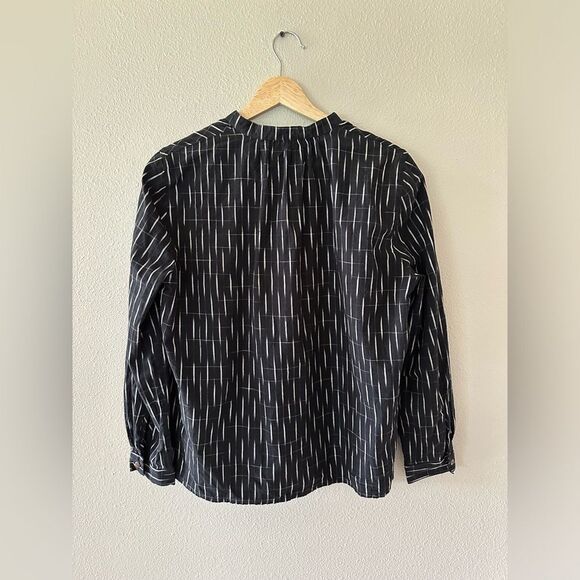 People Tree 100% Organic Cotton Kiara Ikat Blouse Black White Size 8 US - Picture 6 of 7